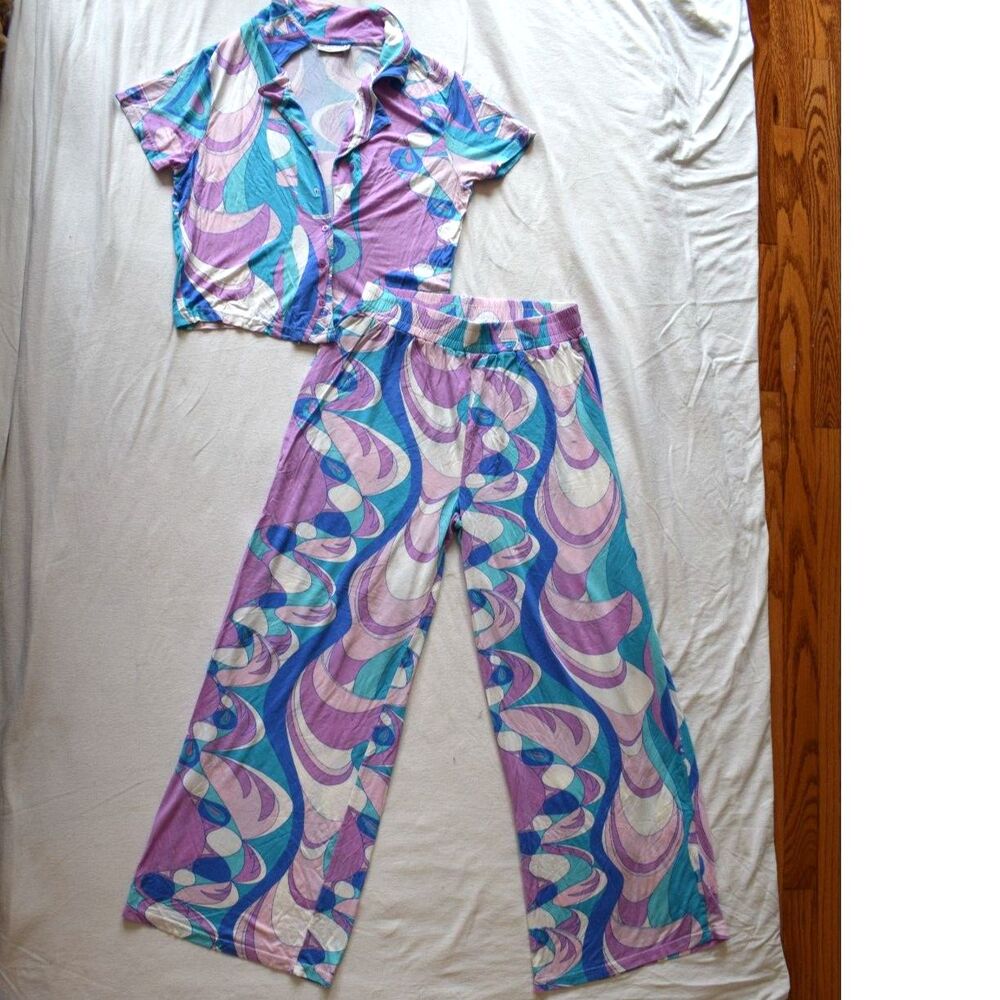 ASOS DESIGN viscose scarf print pajama set